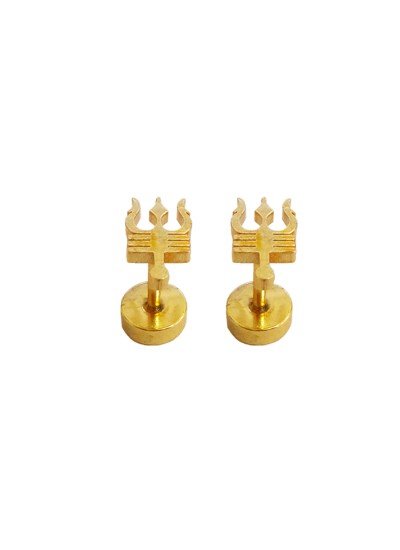 Shiv Trishul Design Steel Stud Earring For Men